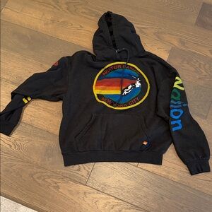 Aviator Nation Black Hoodie with Multicolor Logo